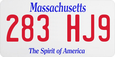 MA license plate 283HJ9