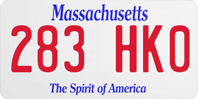 MA license plate 283HK0