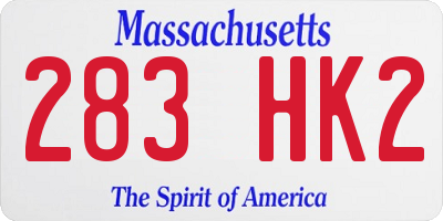 MA license plate 283HK2