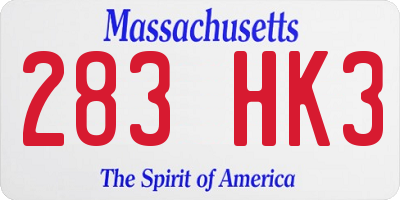 MA license plate 283HK3