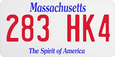 MA license plate 283HK4