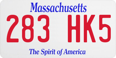 MA license plate 283HK5
