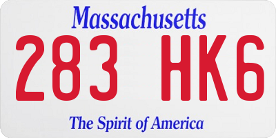 MA license plate 283HK6