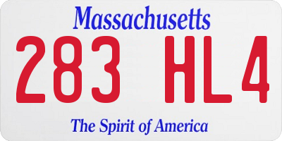 MA license plate 283HL4