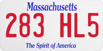 MA license plate 283HL5