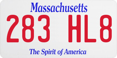 MA license plate 283HL8