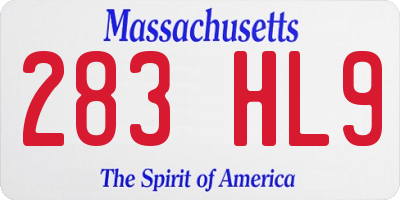 MA license plate 283HL9