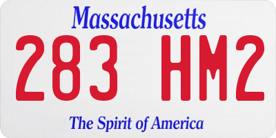 MA license plate 283HM2