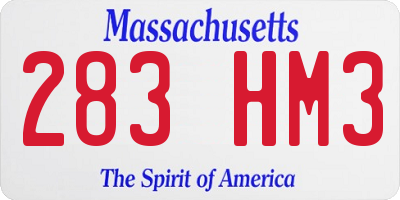 MA license plate 283HM3