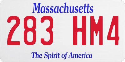 MA license plate 283HM4