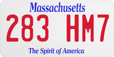 MA license plate 283HM7