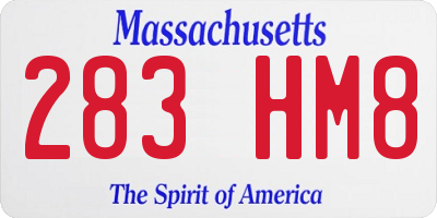 MA license plate 283HM8