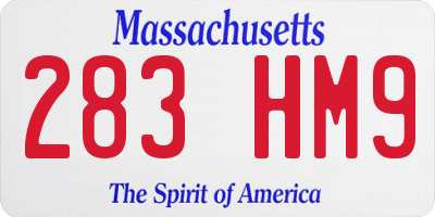 MA license plate 283HM9