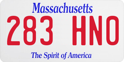 MA license plate 283HN0