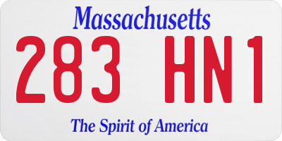 MA license plate 283HN1