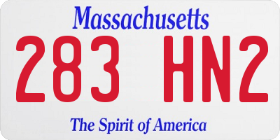MA license plate 283HN2