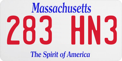 MA license plate 283HN3