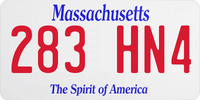 MA license plate 283HN4