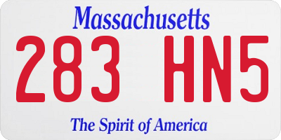 MA license plate 283HN5