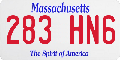 MA license plate 283HN6