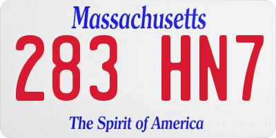 MA license plate 283HN7