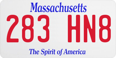 MA license plate 283HN8
