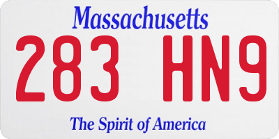 MA license plate 283HN9