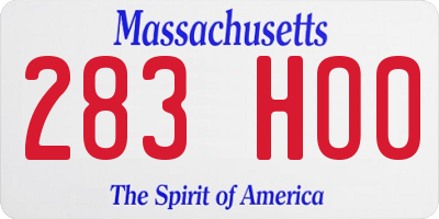 MA license plate 283HO0