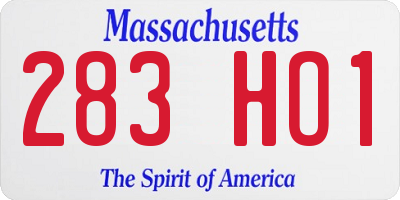 MA license plate 283HO1