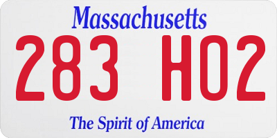 MA license plate 283HO2