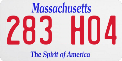 MA license plate 283HO4