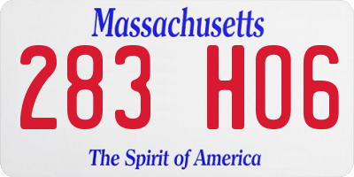 MA license plate 283HO6