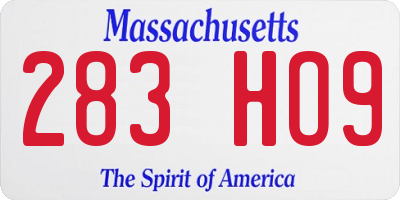 MA license plate 283HO9