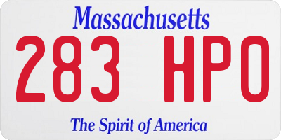 MA license plate 283HP0