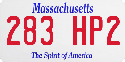 MA license plate 283HP2