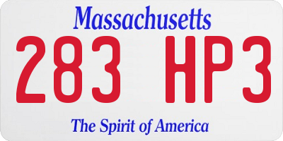 MA license plate 283HP3