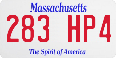MA license plate 283HP4