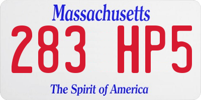 MA license plate 283HP5