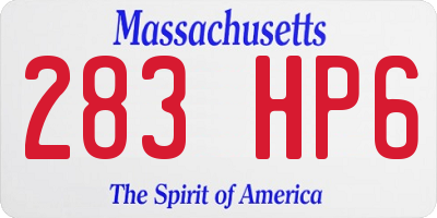 MA license plate 283HP6