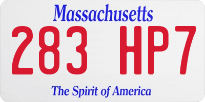 MA license plate 283HP7