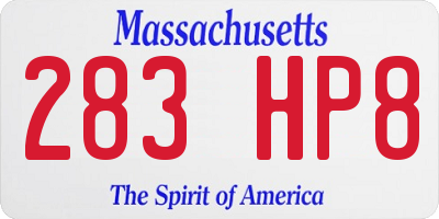 MA license plate 283HP8