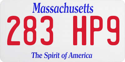 MA license plate 283HP9