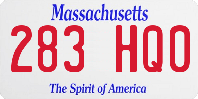 MA license plate 283HQ0