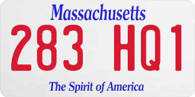 MA license plate 283HQ1