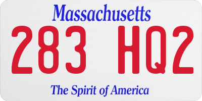 MA license plate 283HQ2