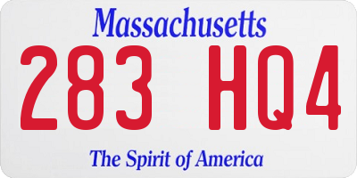 MA license plate 283HQ4