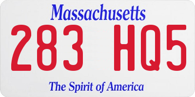 MA license plate 283HQ5