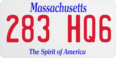 MA license plate 283HQ6