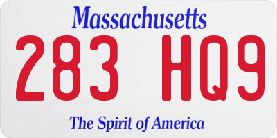 MA license plate 283HQ9