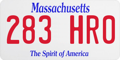MA license plate 283HR0